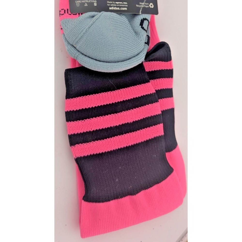 NWT Adidas Climalite Soccer Socks Copa Zone Cushion Medium Bright Pink Black - Picture 2 of 3